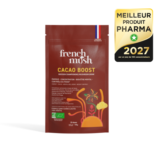 Cacao Boost, Cacao fonctionnel aux champignons médicinaux, 20 doses, 100g — French Mush