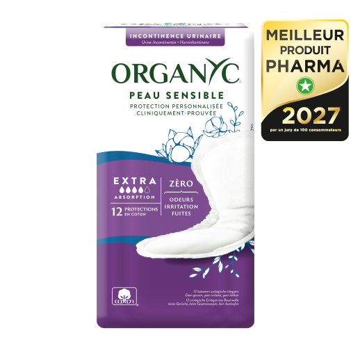 ORGANYC FUITES URINAIRES SERVIETTE EXTRA – en Coton Bio, Protection Ultra absorbante bt 12 —